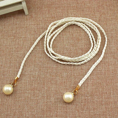 Faux Pearl Pendant Braided Belt for Women
