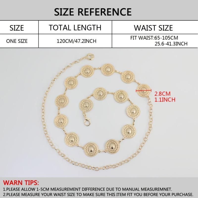 Women's Metal Chain Decoration Dress Belt Hollow Out Leaf Bead Pendant