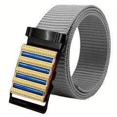 Sense Men's Belt Automatic Buckle Business Casual Stripe Metal Nylon Canvas Belt