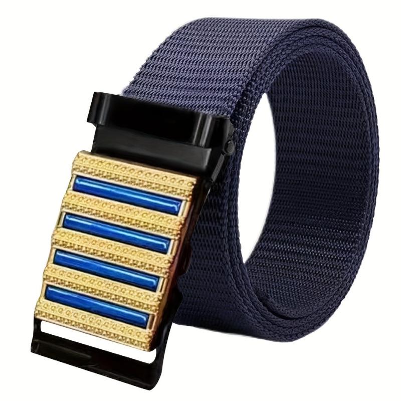 Sense Men's Belt Automatic Buckle Business Casual Stripe Metal Nylon Canvas Belt