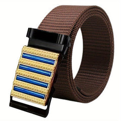 Sense Men's Belt Automatic Buckle Business Casual Stripe Metal Nylon Canvas Belt