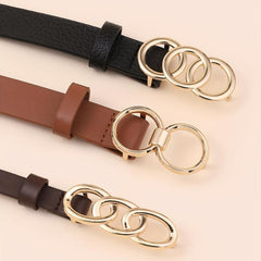 3pcs Ring Knot Buckle Belt Solid Jeans Pants Belt Classic Dress Girdle