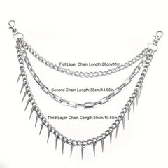 Pocket Chain Pants Trousers Chain Layered Waist Spike Tassel Chain