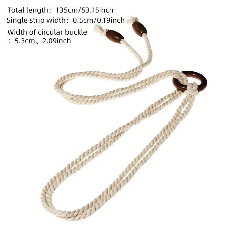 Braided Rope Belt with Tassel Sash - Vintage Style Waistband