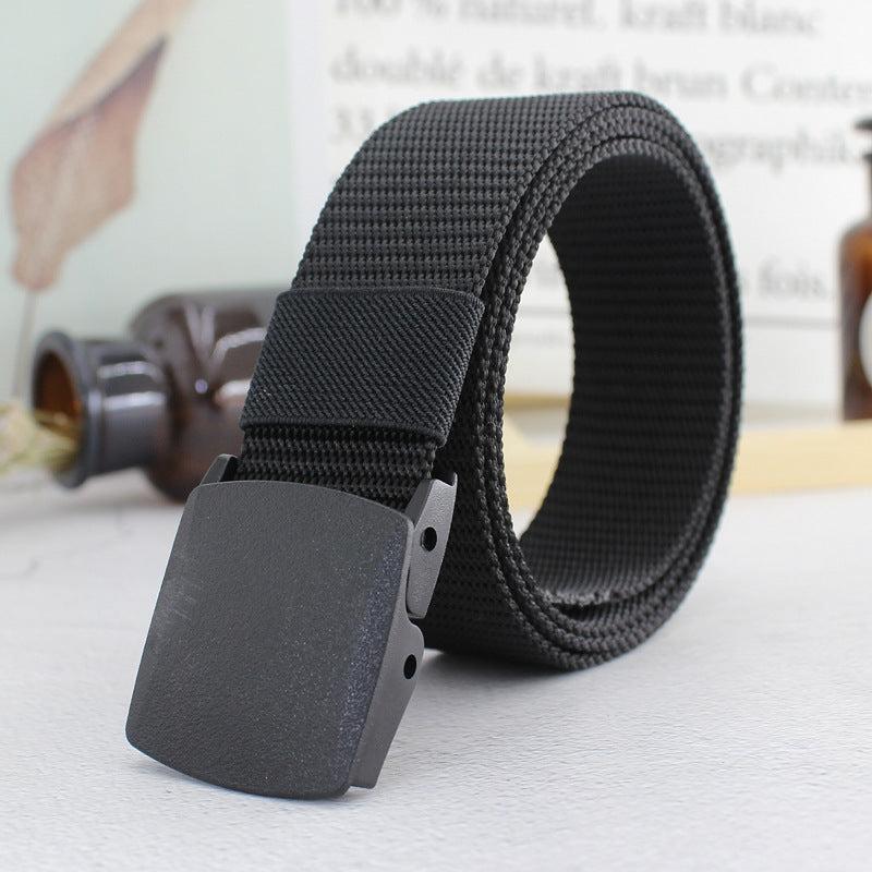 Women Woven Nylon Canvas Belt Plastic Buckle Military Belt