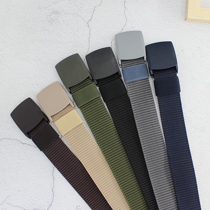 Women Woven Nylon Canvas Belt Plastic Buckle Military Belt