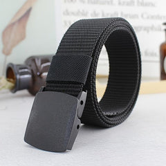 Women Woven Nylon Canvas Belt Plastic Buckle Military Belt