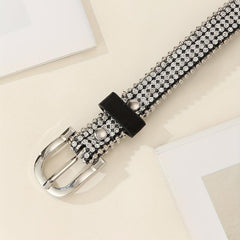 Sequin Rhinestone Belt PU Leather Waistband Y2K Hip Hop Jeans Pants Belt