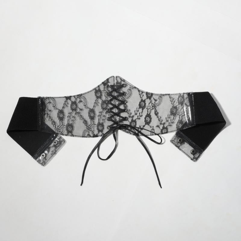 Lace Up Corset Belt Lace Floral Wide Waistband