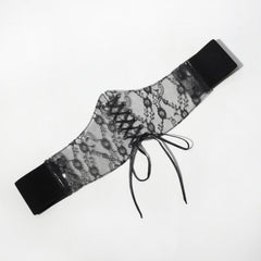 Lace Up Corset Belt Lace Floral Wide Waistband