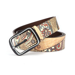 Men's Vintage Calfskin Leather Western Belt for Jeans