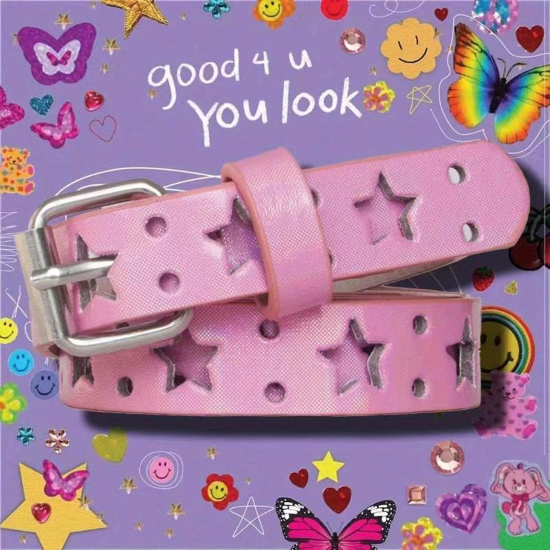 Y2K Pentagrams Hollow Out Belt Cartoon Belt Hip Hop Jeans Pants Belt