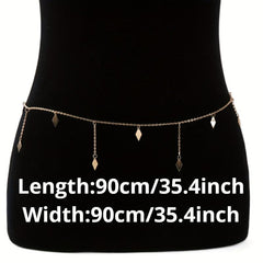 Rhombus Pendant Waist Chain Metal Belly Chain For Women