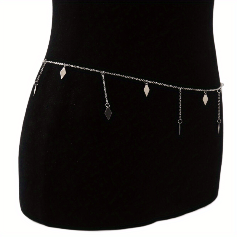 Rhombus Pendant Waist Chain Metal Belly Chain For Women