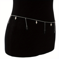 Rhombus Pendant Waist Chain Metal Belly Chain For Women
