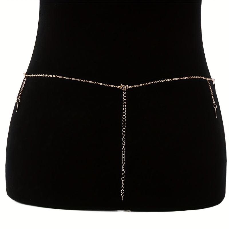 Rhombus Pendant Waist Chain Metal Belly Chain For Women