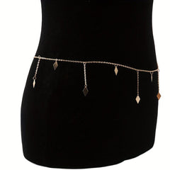 Rhombus Pendant Waist Chain Metal Belly Chain For Women
