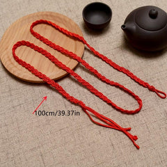2pcs Braided Red Rope Waist Chain Handwoven Lucky Tassel Chain