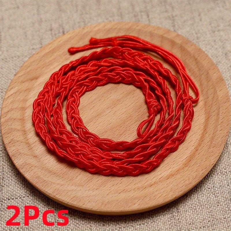 2pcs Braided Red Rope Waist Chain Handwoven Lucky Tassel Chain