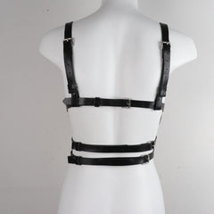 Punk Rivet Caged Bra Harness PU Leather Body Harness