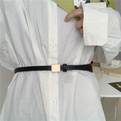 Geometric Buckle Thin Belt PU Belt Casual Jeans Pants Belt For Women