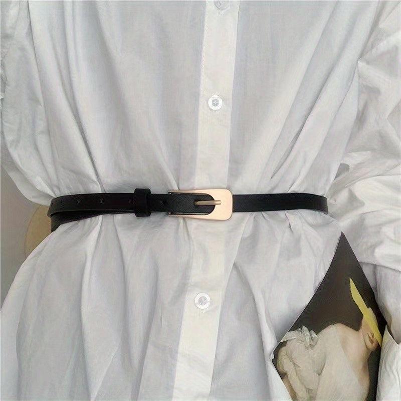 Geometric Buckle Thin Belt PU Belt Casual Jeans Pants Belt For Women