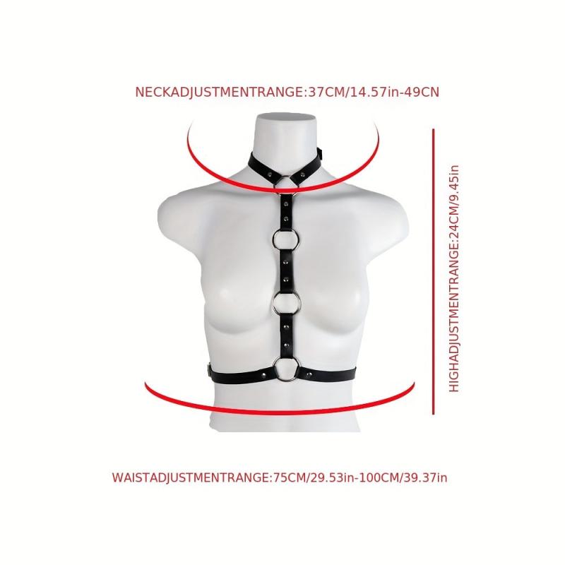 Rivet O Ring Chest Harness Punk PU Waistband Adjustable Harness Belt