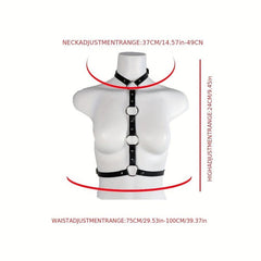 Rivet O Ring Chest Harness Punk PU Waistband Adjustable Harness Belt
