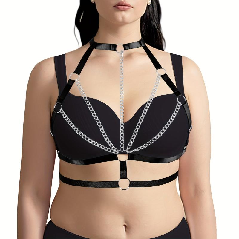 Sexy Hollow Out Harness Bra Metal Cage Gothic Chain Belt Bikini Belly Chain