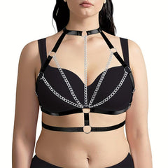 Sexy Hollow Out Harness Bra Metal Cage Gothic Chain Belt Bikini Belly Chain