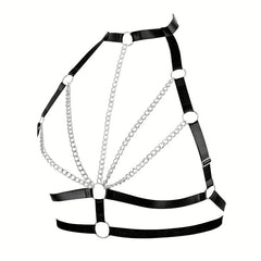 Sexy Hollow Out Harness Bra Metal Cage Gothic Chain Belt Bikini Belly Chain
