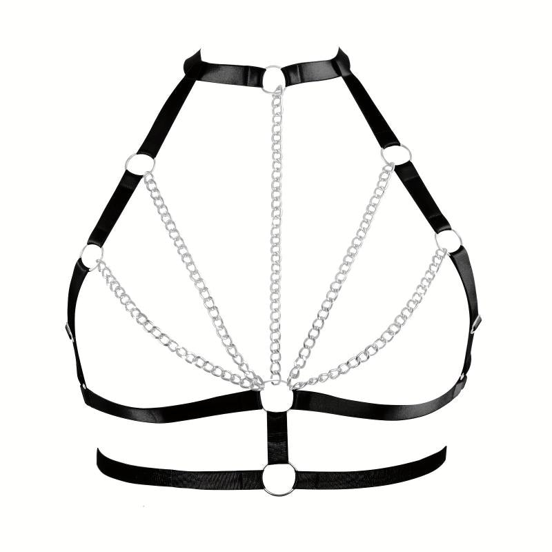 Sexy Hollow Out Harness Bra Metal Cage Gothic Chain Belt Bikini Belly Chain