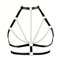 Sexy Hollow Out Harness Bra Metal Cage Gothic Chain Belt Bikini Belly Chain