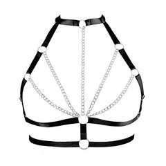 Sexy Hollow Out Harness Bra Metal Cage Gothic Chain Belt Bikini Belly Chain