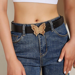 Lady Belt PU Leather Butterfly Buckle Decorative Waist Belts For Women