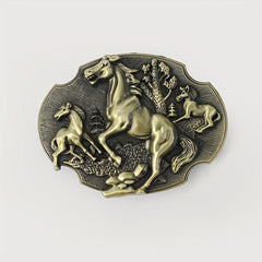 Vintage Horse Oval Belt Buckle Women Men Western Cowboy Cowgirl Jeans Acce