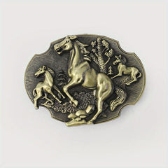Vintage Horse Oval Belt Buckle Women Men Western Cowboy Cowgirl Jeans Acce