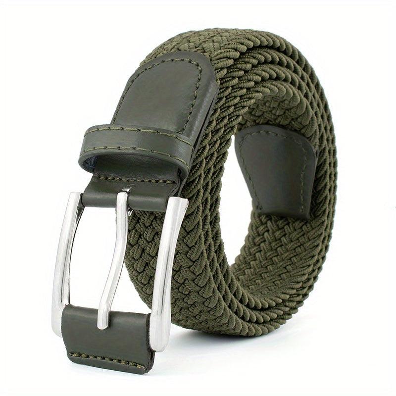 Men's Leather Belt Outdoor Casual Pin Buckle Nylon Braided Belt