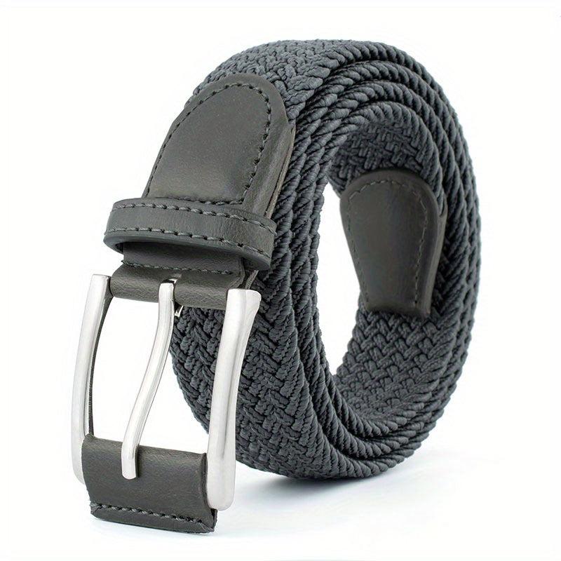 Men's Leather Belt Outdoor Casual Pin Buckle Nylon Braided Belt