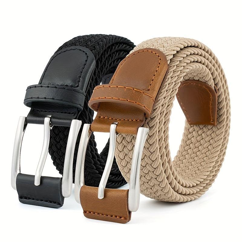 Men's Leather Belt Outdoor Casual Pin Buckle Nylon Braided Belt