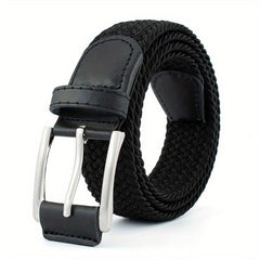 Men's Leather Belt Outdoor Casual Pin Buckle Nylon Braided Belt