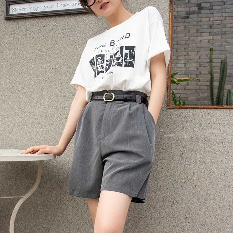 Vintage Belt w/ Golden Buckle PU Belt For Trousers Jeans