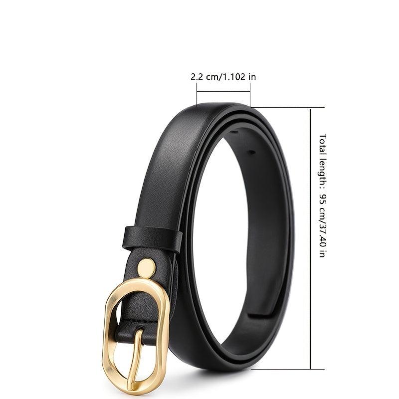 Vintage Belt w/ Golden Buckle PU Belt For Trousers Jeans