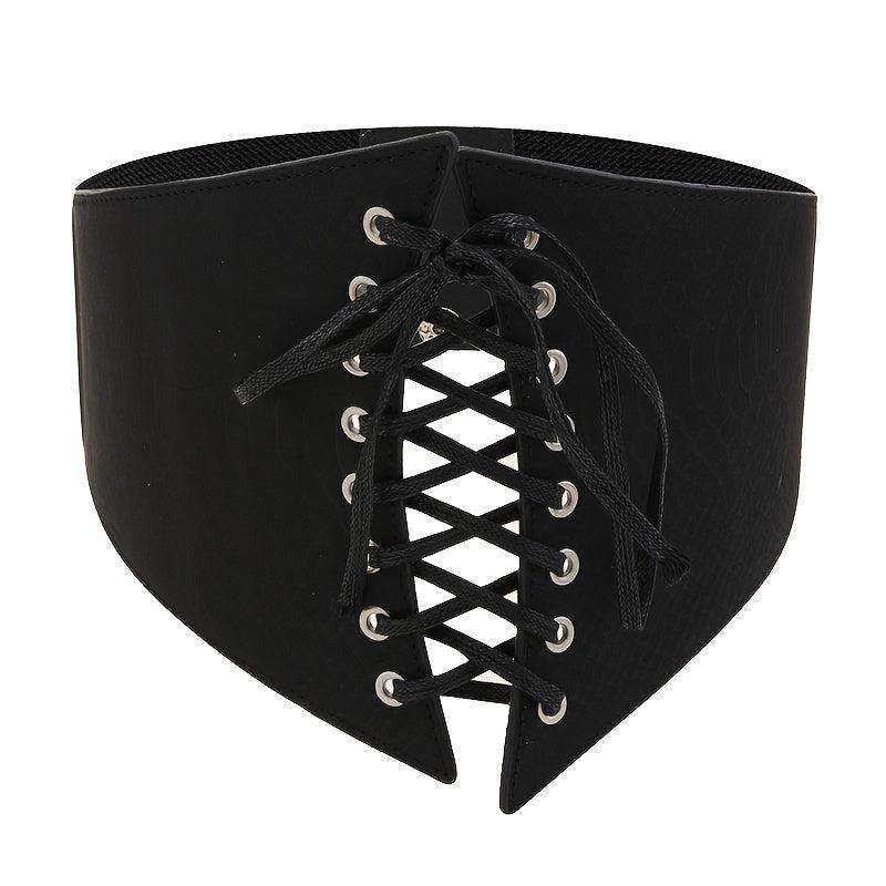Wide Elastic Waist Corset Belt Lace Up Waistband