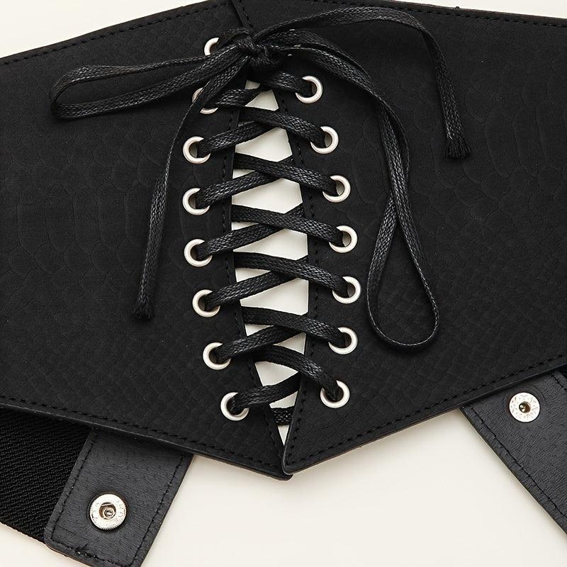 Wide Elastic Waist Corset Belt Lace Up Waistband