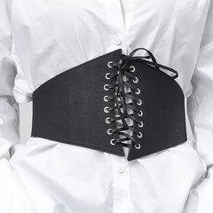 Wide Elastic Waist Corset Belt Lace Up Waistband