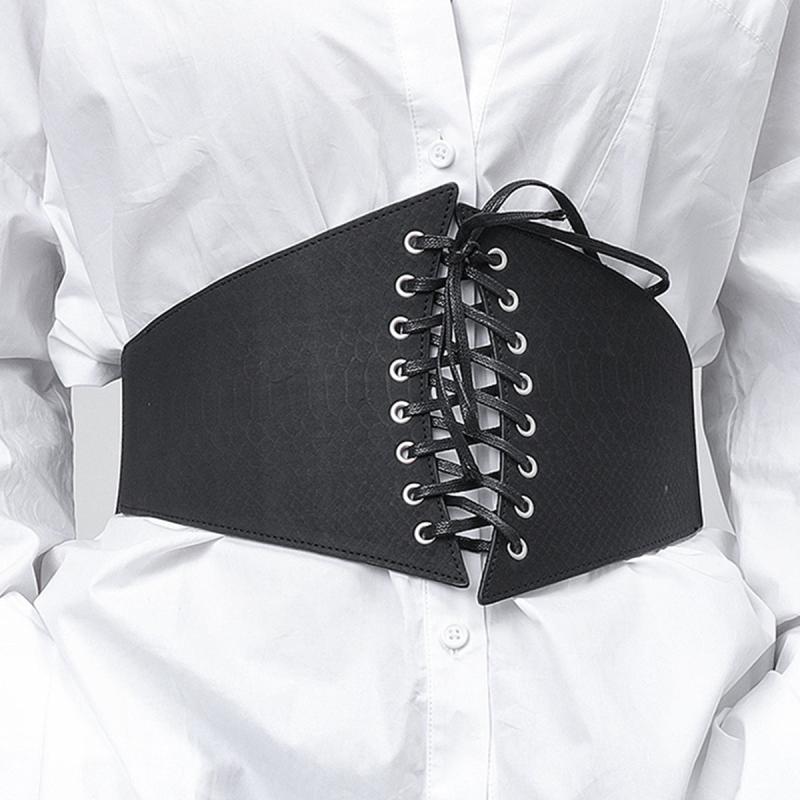 Wide Elastic Waist Corset Belt Lace Up Waistband