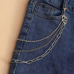 Men's Pants Chain Skull Hip Hop Layered Decoration Waist Belt Accessories