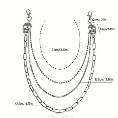 Men's Pants Chain Skull Hip Hop Layered Decoration Waist Belt Accessories