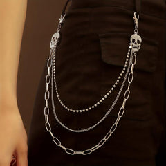Men's Pants Chain Skull Hip Hop Layered Decoration Waist Belt Accessories